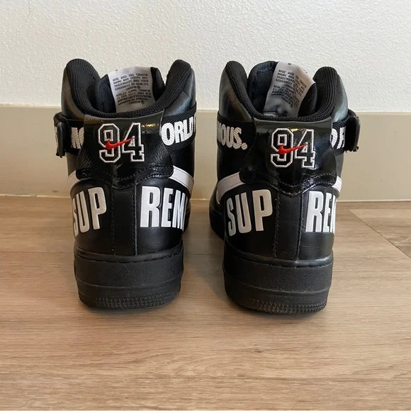 RARE NIKE AIR FORCE 1 HIGH SUPREME - WORLD FAMOUS - BLACK WHITE 698696-010 2014 - Picture 4 of 8